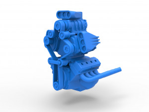 Engine V8 with triple supercharger Version 4 Scale 1 to 25 3D Print Model