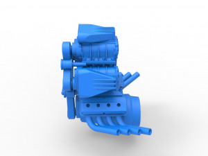 Engine V8 with triple supercharger Version 4 Scale 1 to 25 3D Print Model
