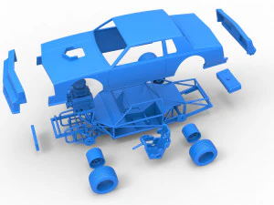 Carro de corrida vintage, modelo antigo, escala 1 a 25 Modelo de Impressão 3D