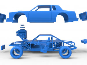 Carro de corrida vintage, modelo antigo, escala 1 a 25 Modelo de Impressão 3D