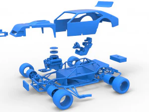 Stock car V2 modificado em asfalto vintage escala 1 a 25 Modelo de Impressão 3D