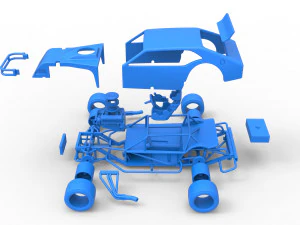 Stock car V2 modificado em asfalto vintage escala 1 a 25 Modelo de Impressão 3D