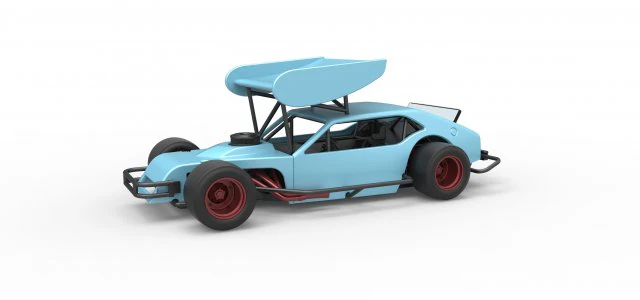 Vintage Asphalt Modified stock car V2 with wing Scale 1 to 25 3D Print Model .c4d .max .obj .3ds .fbx .stl .blend 