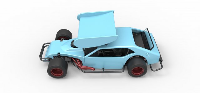 Diecast Vintage Asphalt Modified stock car V2 with wing Scale 1 to