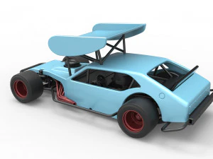 Vintage Asphalt Modified stock car V2 with wing Scale 1 to 25 3D Print Model