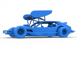 Vintage Asphalt Modified stock car V2 with wing Scale 1 to 25 3D Print Model