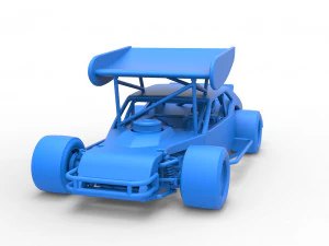 Vintage Asphalt Modified stock car V2 with wing Scale 1 to 25 3D Print Model