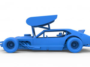 Vintage Asphalt Modified stock car V2 with wing Scale 1 to 25 3D Print Model