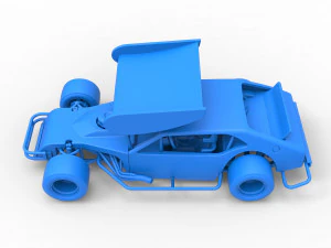 Vintage Asphalt Modified stock car V2 with wing Scale 1 to 25 3D Print Model