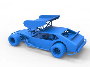 Vintage Asphalt Modified stock car V2 with wing Scale 1 to 25 3D Print Model