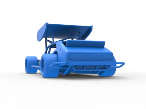 Vintage Asphalt Modified stock car V2 with wing Scale 1 to 25 3D Print Model