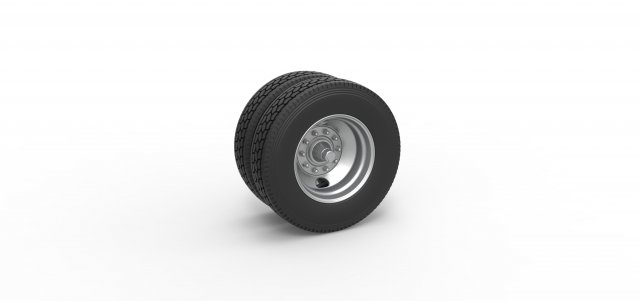 2 Hole double wheel of trailer Scale 1 to 25 3D Print Model .c4d .max .obj .3ds .fbx .stl .blend 