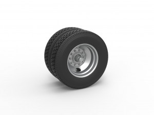 2 Hole double wheel of trailer Scale 1 to 25 Model Cetak 3D