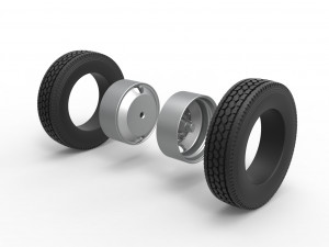 2 Hole double wheel of trailer Scale 1 to 25 3D Print Model