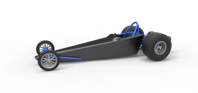 Dragster with twin Turbonique drag axle Scale 1 to 25 3D Print Model .c4d .max .obj .3ds .fbx .stl .blend