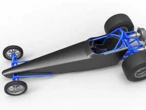 Dragster with twin Turbonique drag axle Scale 1 to 25 3D Print Model