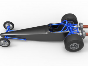 Dragster with twin Turbonique drag axle Scale 1 to 25 3D 프린트 모델