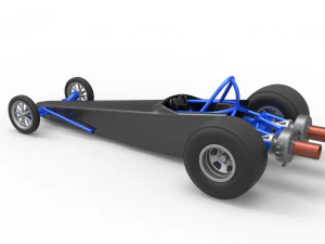 Dragster with twin Turbonique drag axle Scale 1 to 25 3D Print Model