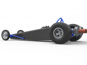 Dragster with twin Turbonique drag axle Scale 1 to 25 3D 프린트 모델