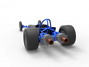 Dragster with twin Turbonique drag axle Scale 1 to 25 3D Print Model