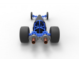 Dragster with twin Turbonique drag axle Scale 1 to 25 3D 프린트 모델
