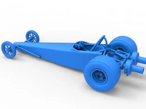 Dragster with twin Turbonique drag axle Scale 1 to 25 3D Print Model