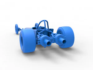 Dragster with twin Turbonique drag axle Scale 1 to 25 3D Print Model
