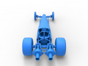 Dragster with twin Turbonique drag axle Scale 1 to 25 3D 프린트 모델