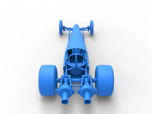 Dragster with twin Turbonique drag axle Scale 1 to 25 3D Print Model