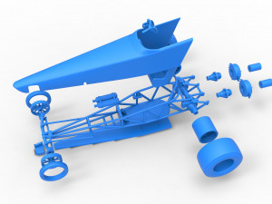 Dragster with twin Turbonique drag axle Scale 1 to 25 3D 프린트 모델