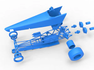 Dragster with twin Turbonique drag axle Scale 1 to 25 3D Print Model