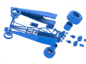 Dragster with twin Turbonique drag axle Scale 1 to 25 3D Print Model