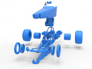 Dragster with twin Turbonique drag axle Scale 1 to 25 3D Print Model