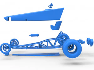 Dragster with twin Turbonique drag axle Scale 1 to 25 3D Print Model