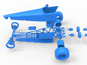 Dragster with twin Turbonique drag axle Scale 1 to 25 3D 프린트 모델