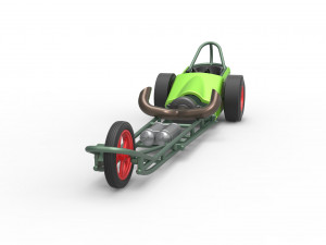 Three wheeled dragster with Rocket Turbine Scale 1 to 25 3D Print Model