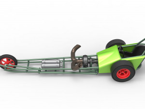 Three wheeled dragster with Rocket Turbine Scale 1 to 25 3D Print Model