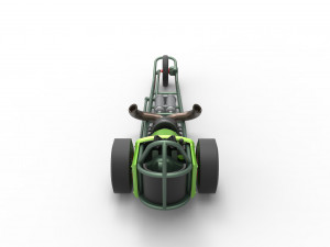 Three wheeled dragster with Rocket Turbine Scale 1 to 25 3D Print Model