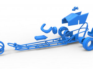 Three wheeled dragster with Rocket Turbine Scale 1 to 25 3D Print Model