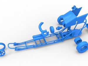 Three wheeled dragster with Rocket Turbine Scale 1 to 25 3D Print Model
