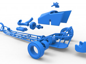 Three wheeled dragster with Rocket Turbine Scale 1 to 25 3D Print Model