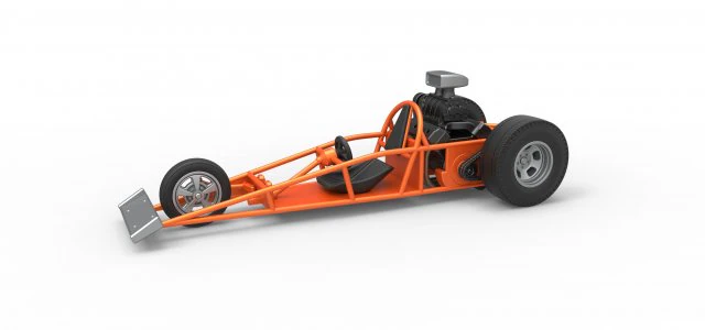 Rear engine old school three wheeled dragster Scale 1 to 25 3D Print Model .c4d .max .obj .3ds .fbx .stl .blend