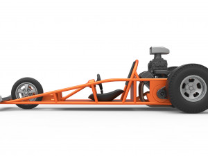 Rear engine old school three wheeled dragster Scale 1 to 25 3D-printmodel