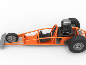 Rear engine old school three wheeled dragster Scale 1 to 25 3D-printmodel