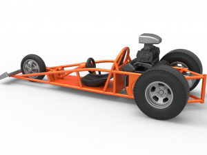 Rear engine old school three wheeled dragster Scale 1 to 25 3D-printmodel