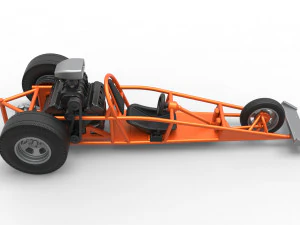 Rear engine old school three wheeled dragster Scale 1 to 25 3D Print Model