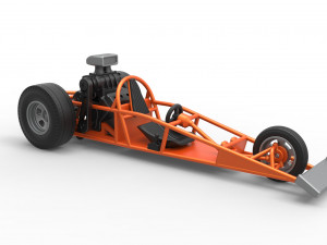 Rear engine old school three wheeled dragster Scale 1 to 25 3D-printmodel