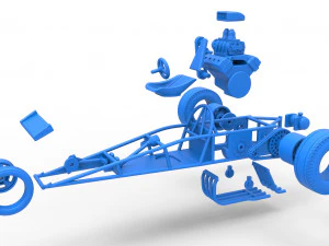 Rear engine old school three wheeled dragster Scale 1 to 25 3D Print Model