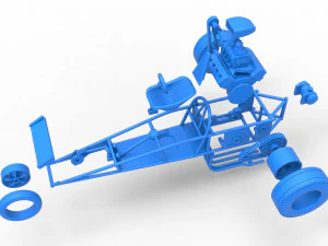 Rear engine old school three wheeled dragster Scale 1 to 25 3D Print Model