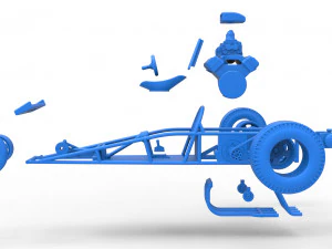 Rear engine old school three wheeled dragster Scale 1 to 25 3D Print Model